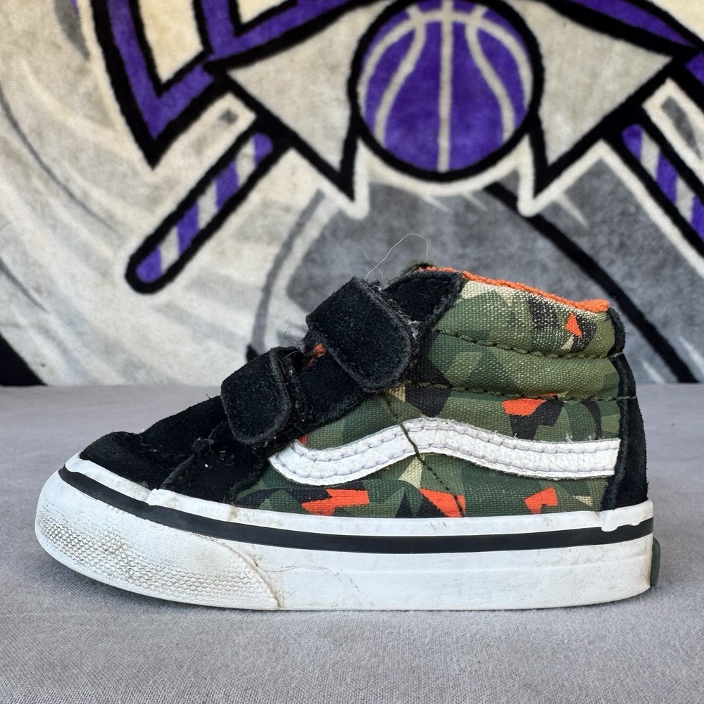 Size 4c - VANS TODDLER SK8-MID V REISSUE SHOES | BLACK (GEO CAMO)